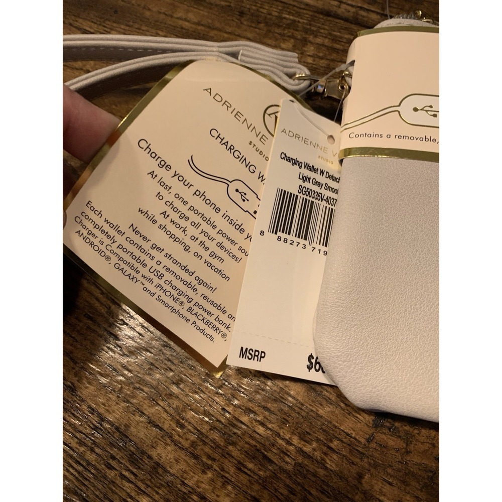 New Adrienne Vittadini Apple Others Phone Charging Wallet Wristlet Gray - Picture 4 of 11